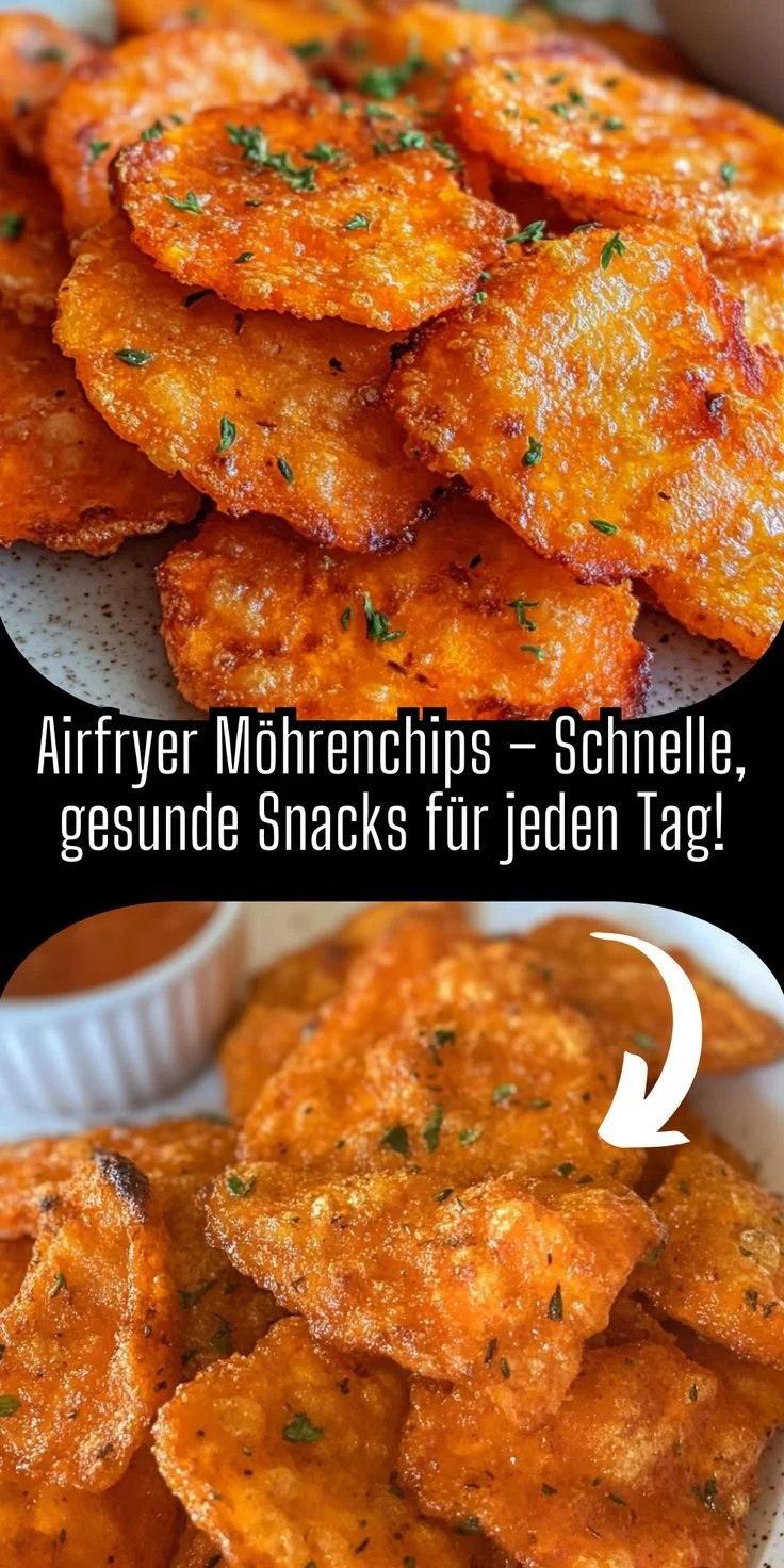 Schüssel mit knusprigen Airfryer Möhrenchips als gesunder Snack