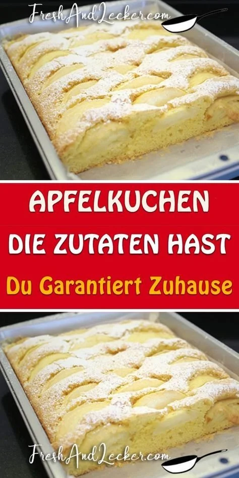 Ein leckerer, frisch gebackener Apfelkuchen mit Äpfeln und Zimt in einer schönen Backform.