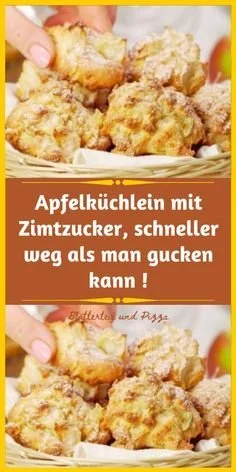 Leckere Apfelküchlein mit Zimtzucker auf einem Teller serviert.