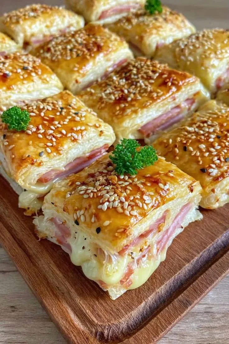 Blätterteig-Puten-Käse-Snacks frisch aus dem Ofen