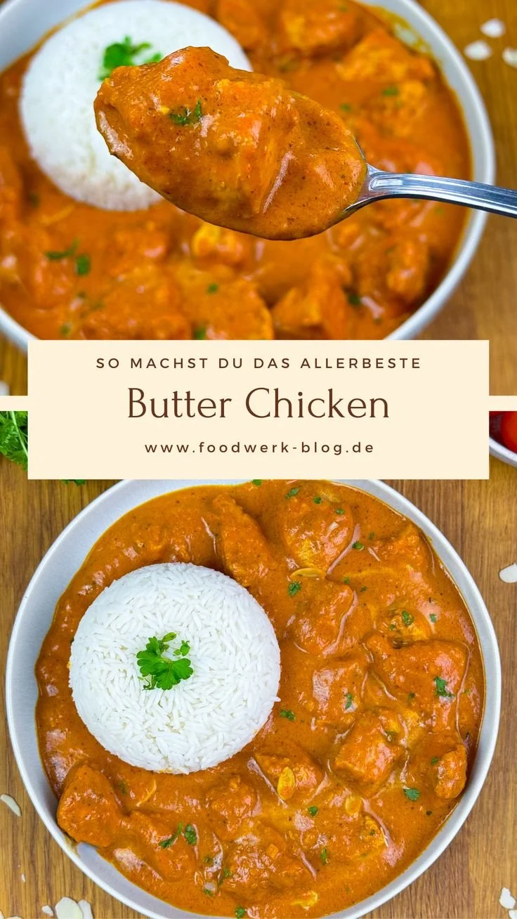 Butter Chicken Gericht mit Hähnchen in einer würzigen Sauce