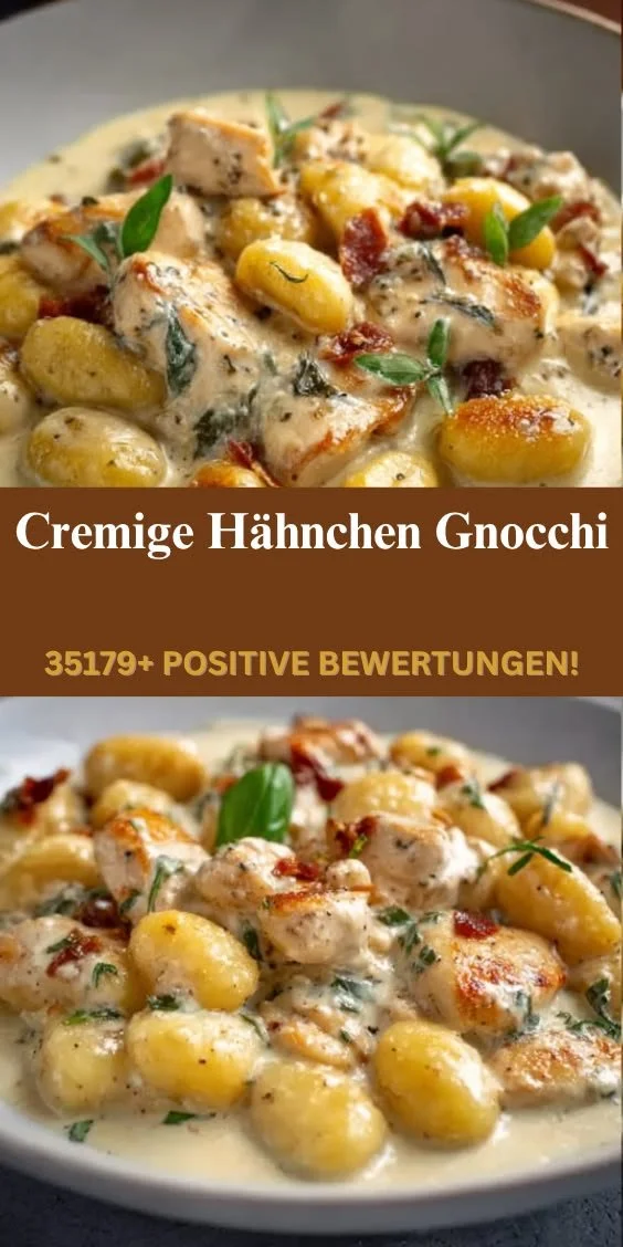 Cremiges Hähnchen Gnocchi Gericht auf dem Teller