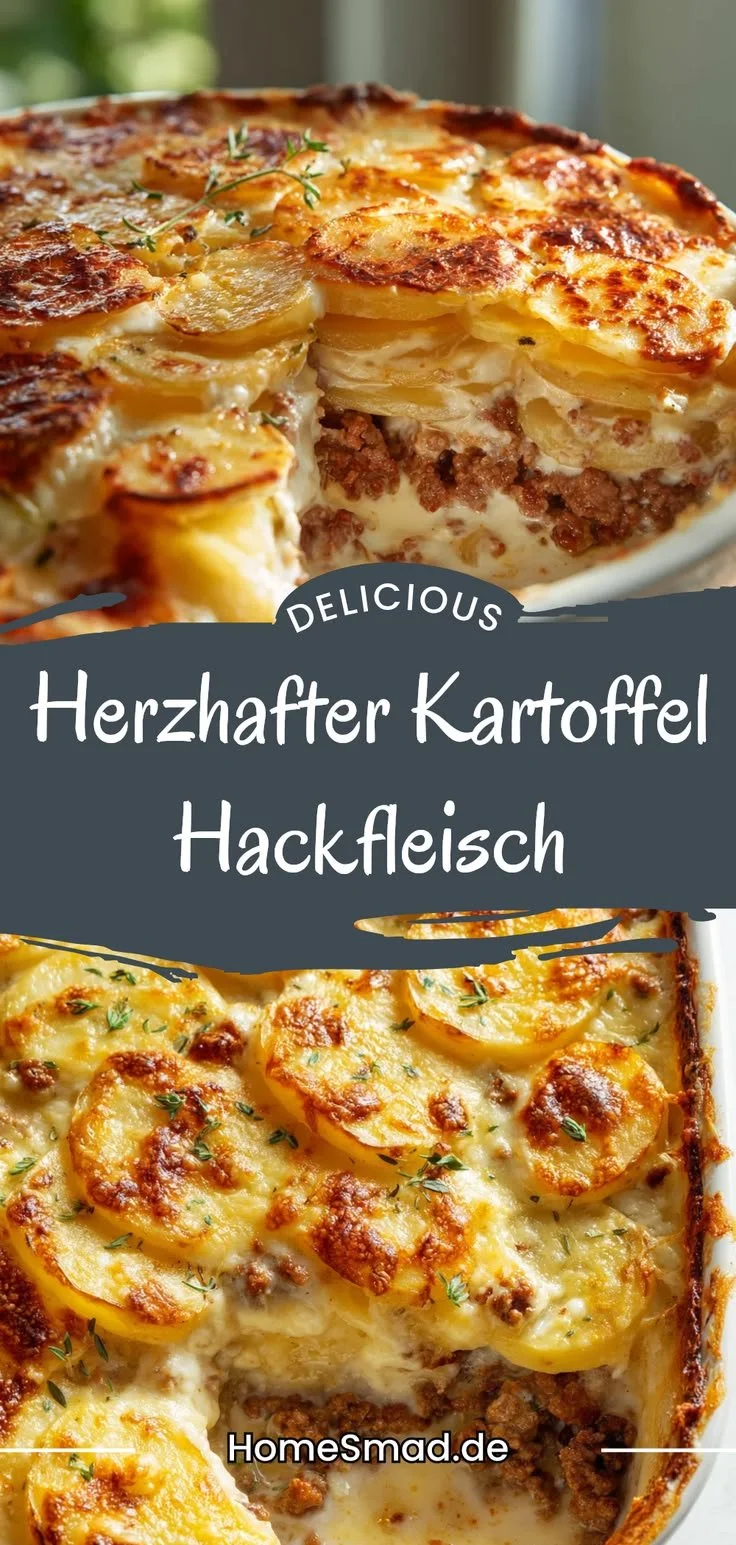 Herzhafter Kartoffel-Hackfleisch-Auflauf mit Kartoffeln und Hackfleisch