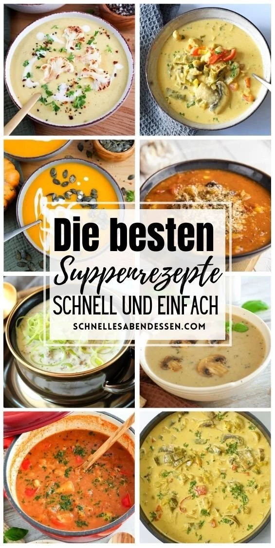 Eine Auswahl von köstlichen Suppen für schnelle und einfache Zubereitung