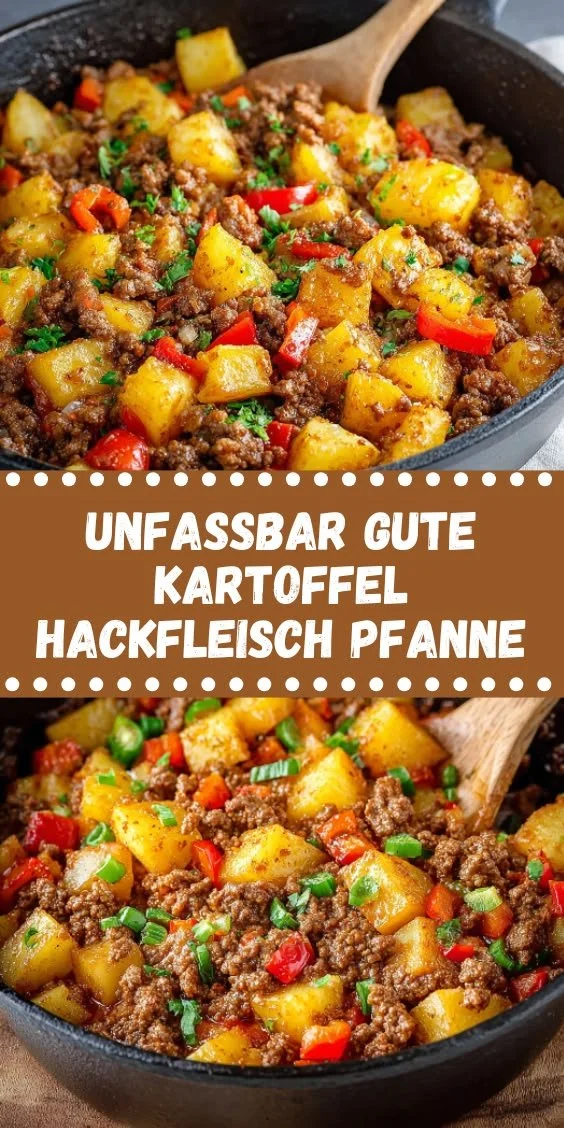 Leckere Kartoffel Hackfleisch Pfanne serviert in einer Pfanne