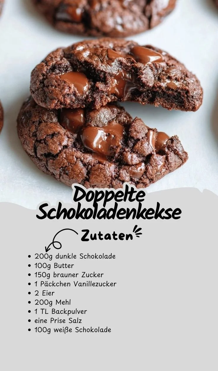 Doppelte Schokoladenkekse frisch gebacken auf einem Teller
