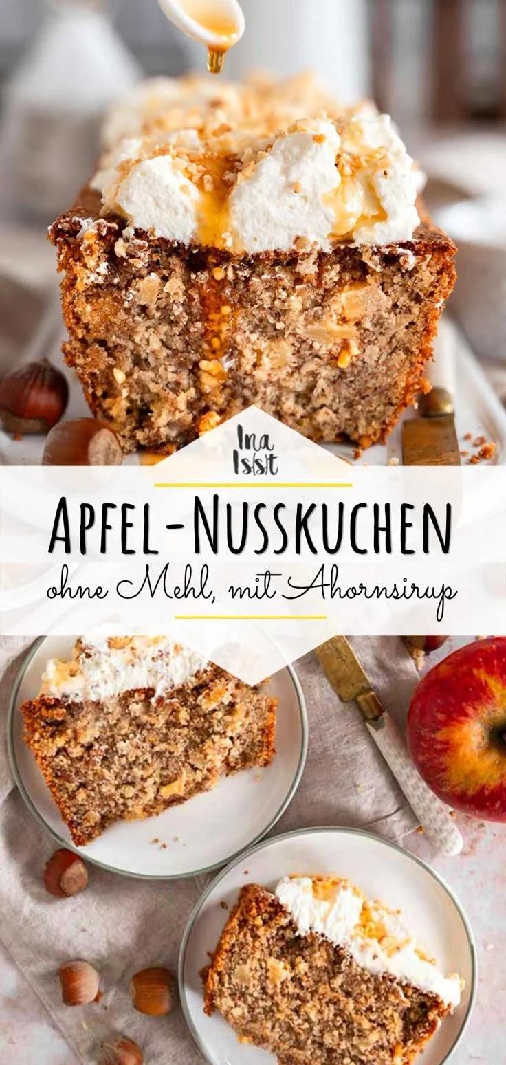Einfacher Apfel-Nusskuchen ohne Mehl, ideal für glutenfreies Backen