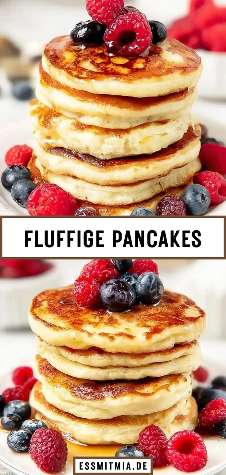 Fluffige amerikanische Pancakes auf einem Teller serviert.