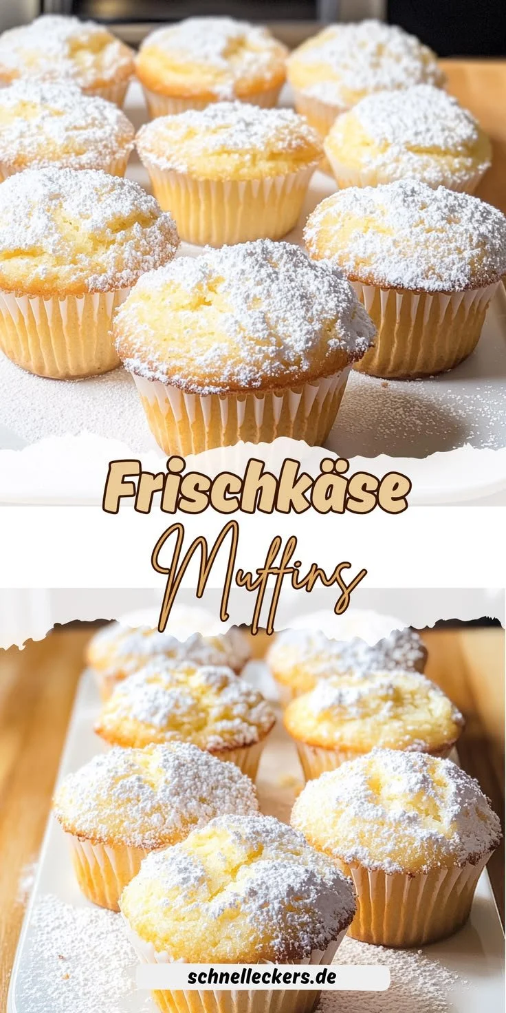 Fluffige und cremige Frischkäse-Muffins auf einem hübschen Teller angerichtet