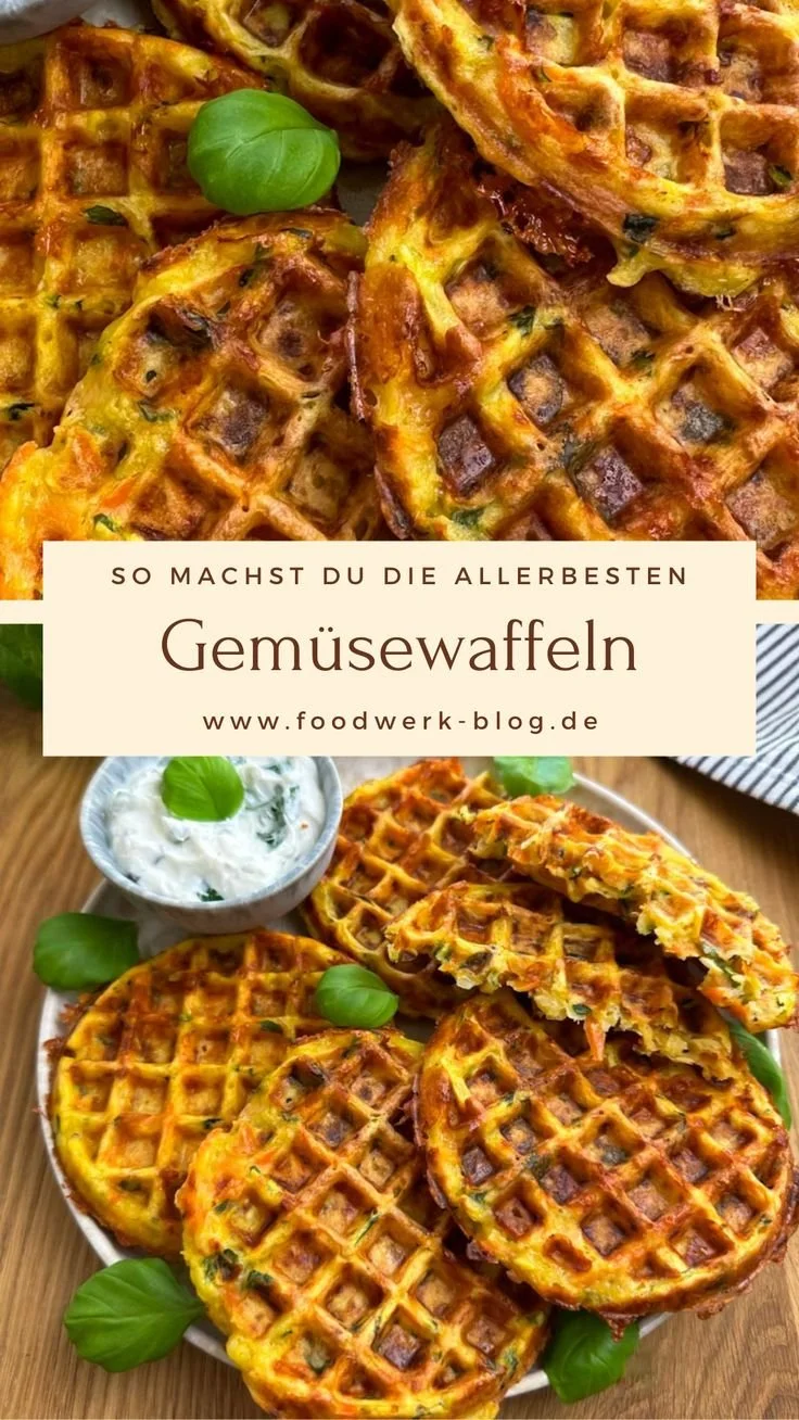 Leckere Gemüsewaffeln auf einem Teller angerichtet