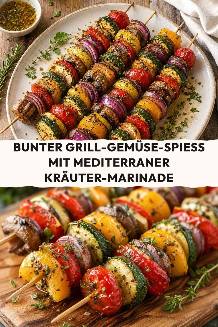 Bunter Grill-Gemüse-Spieß mit mediterraner Marinade