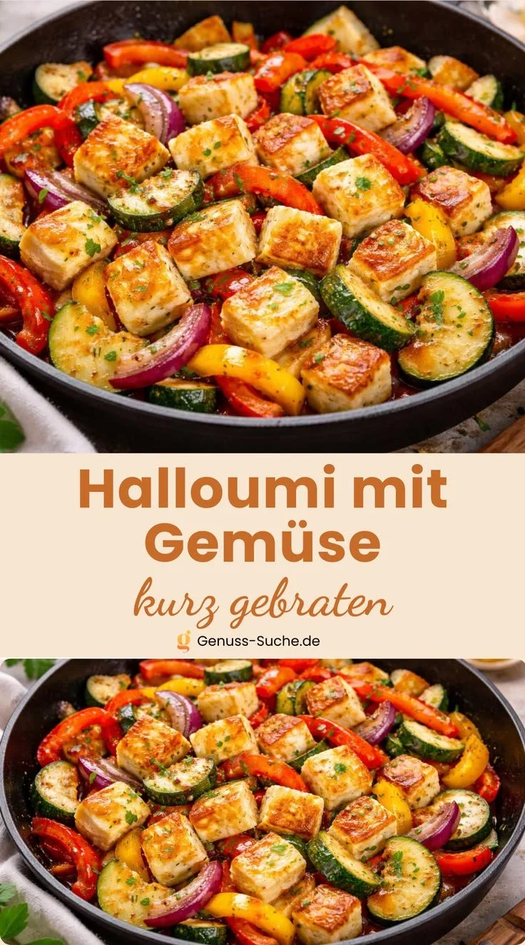Bunte Halloumi-Gemüsepfanne mit Frischen Zutaten