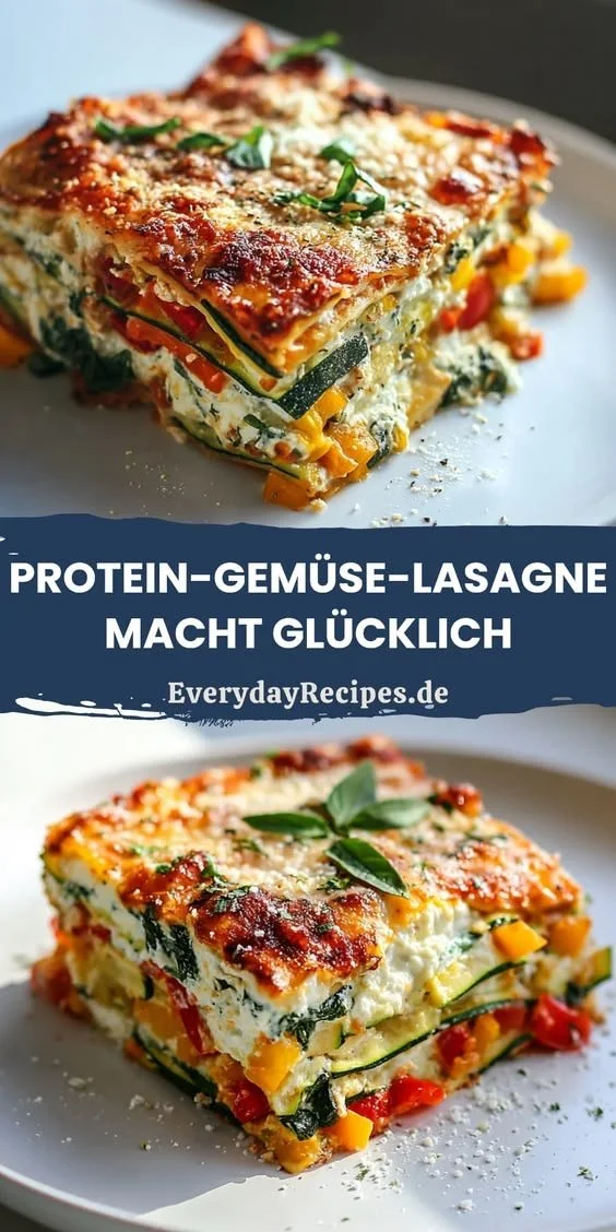 High Protein Veggie Lasagne mit frischem Gemüse und Käse