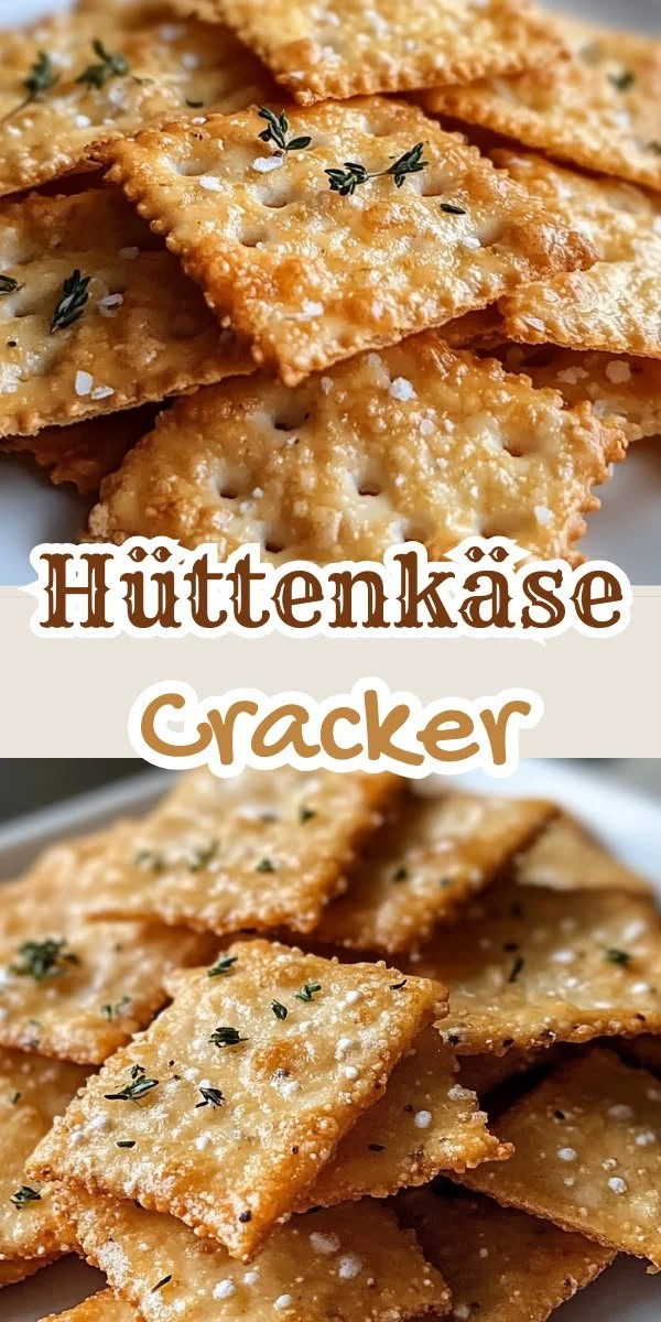 Knusprige und gesunde Hüttenkäsecracker auf einem Holzbrett