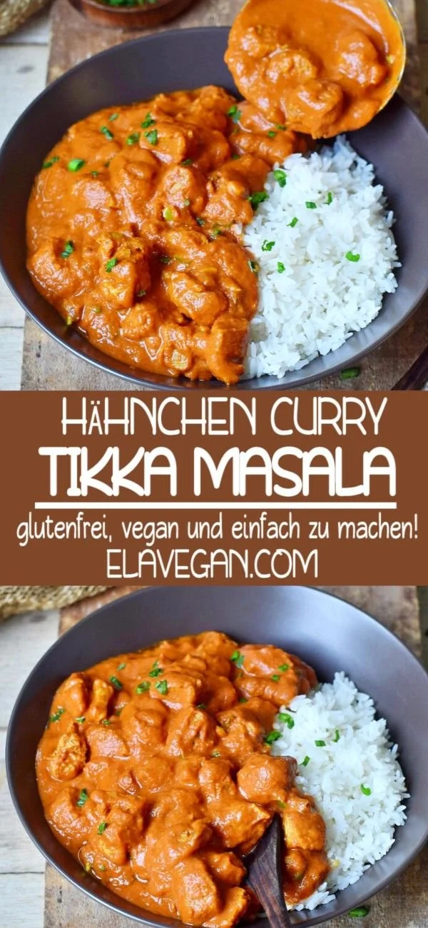 Indisches veganes Hähnchen Curry mit würzigen Zutaten und frischem Gemüse