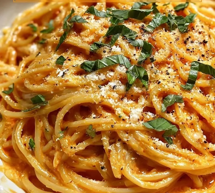 Leckere Knoblauch-Parmesan-Nudeln auf einem Teller mit frischen Kräutern