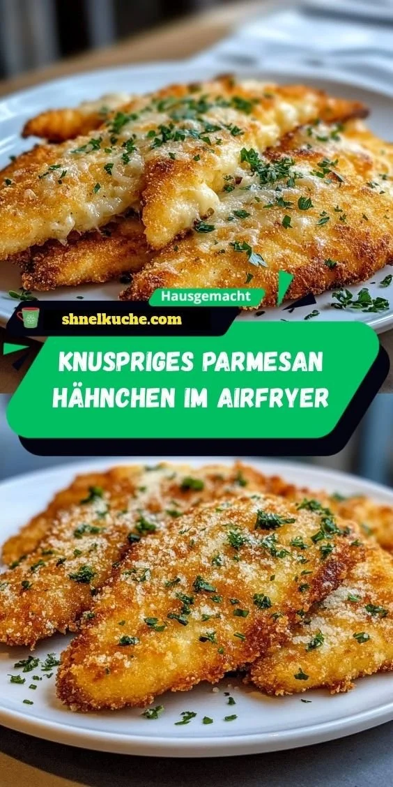 Knuspriges Parmesan Hähnchen zubereitet im Airfryer