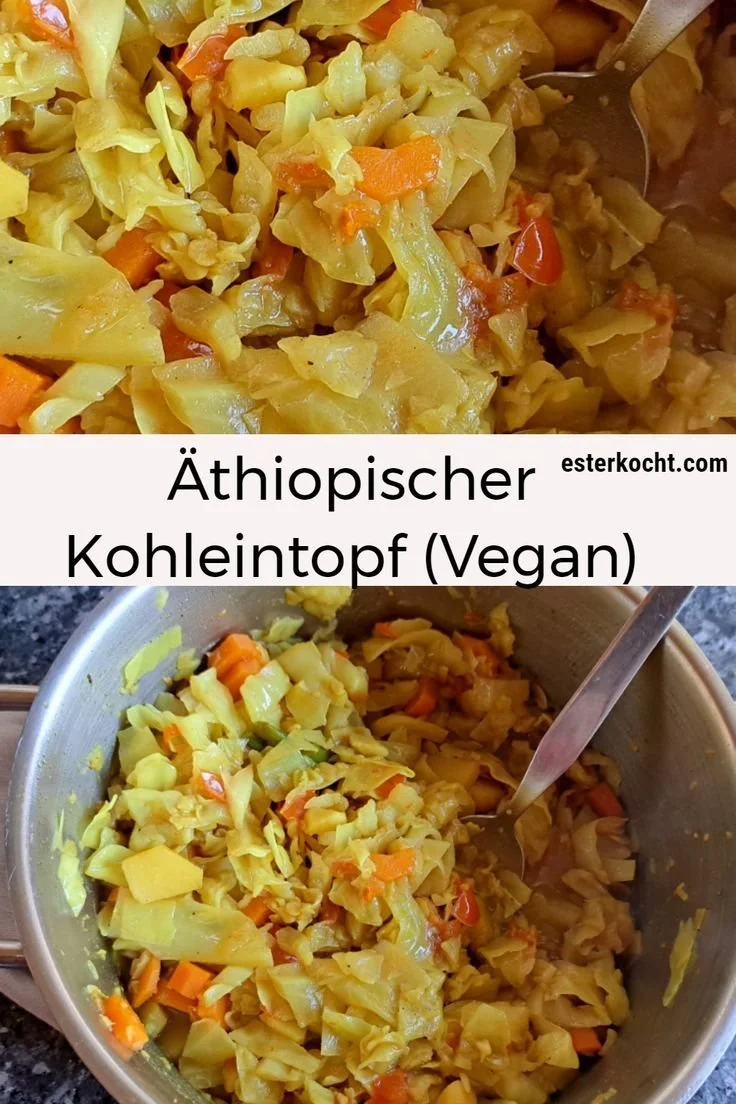 Kohleintopf auf äthiopische Art mit frischem Gemüse und Gewürzen
