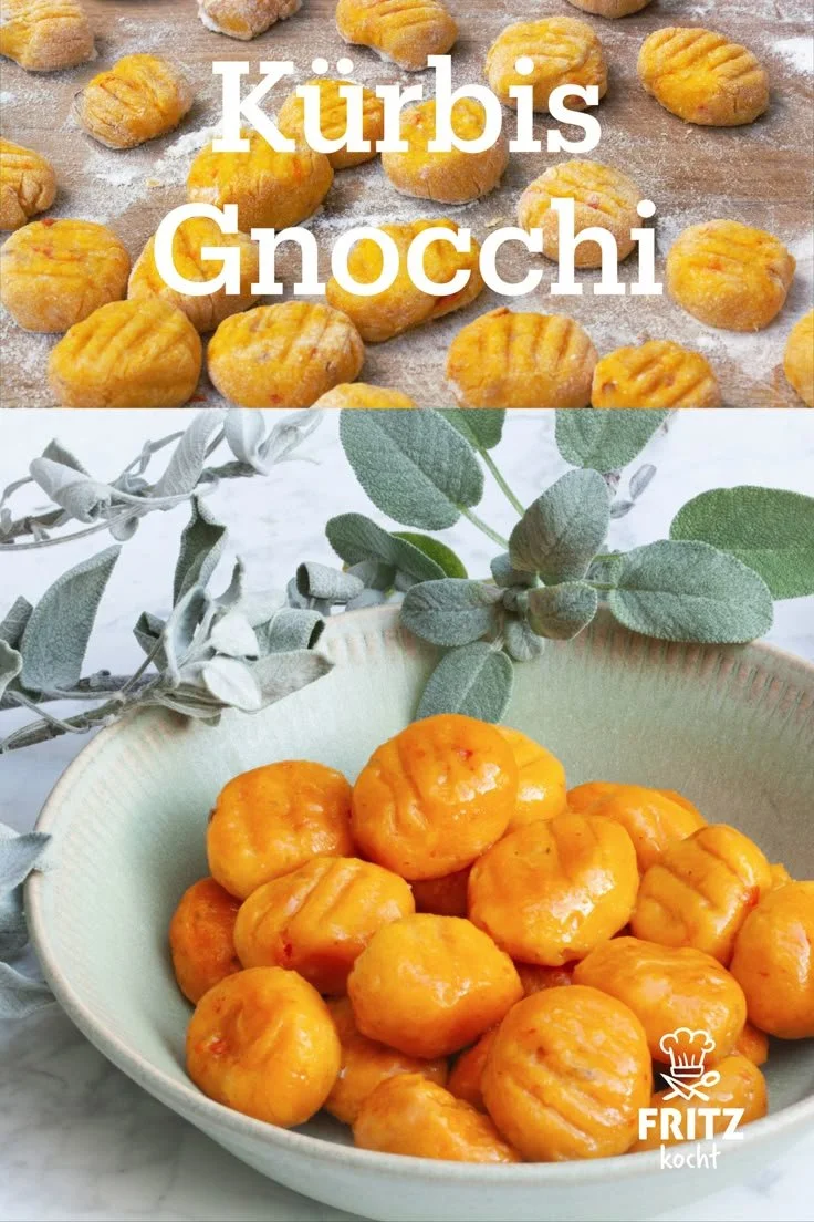 Leckere Kürbis Gnocchi in einer Schüssel serviert