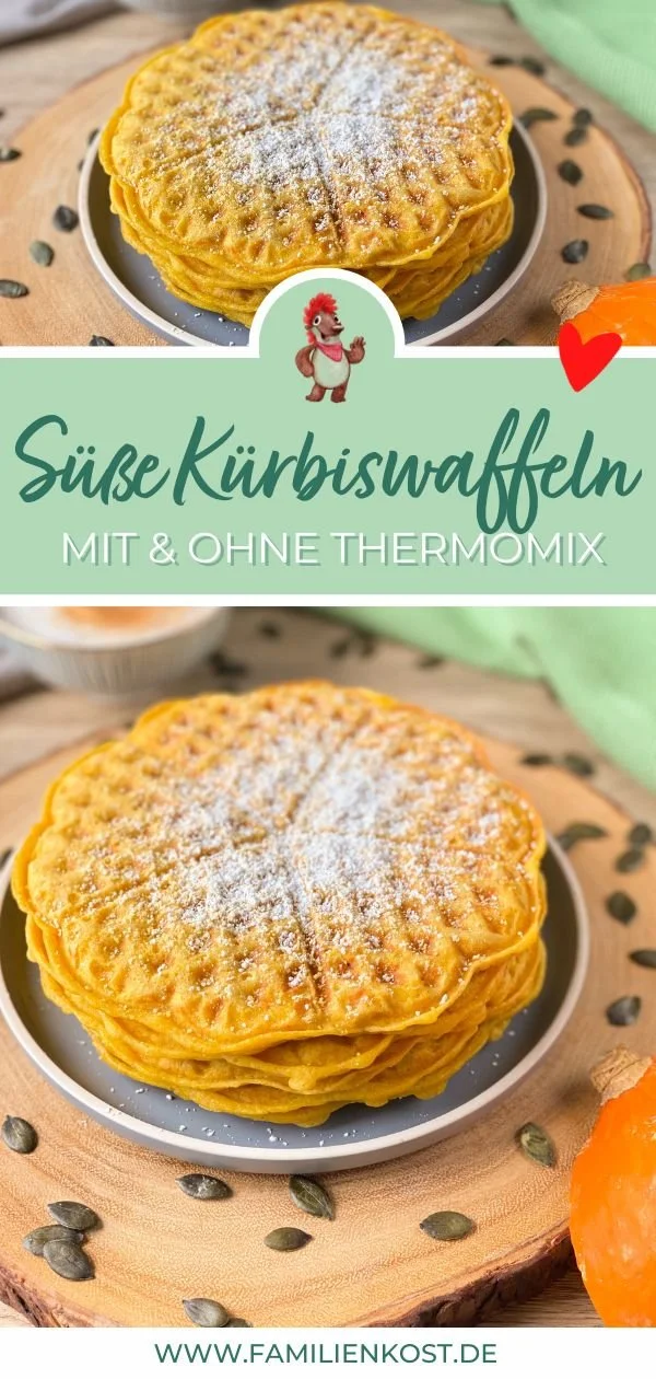 Süße Kürbiswaffeln auf einem Teller, ideal für das Thermomix-Rezept.