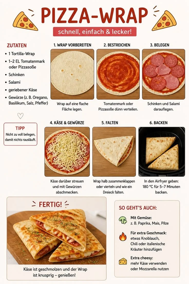 Leckerer Pizza-Wrap mit frischen Zutaten und herzhaftem Belag