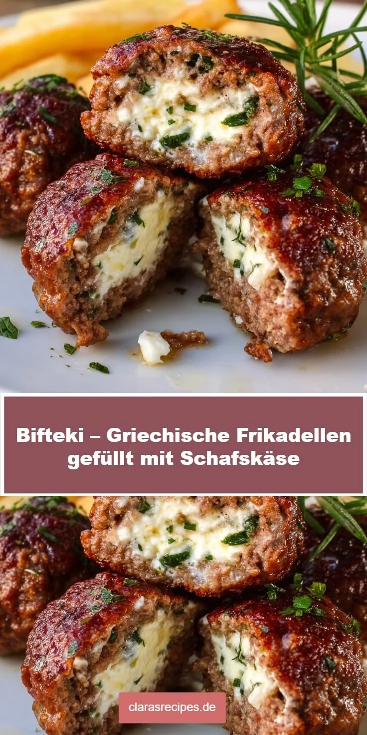 Leckeres Bifteki: Griechische Frikadellen gefüllt mit Schafskäse