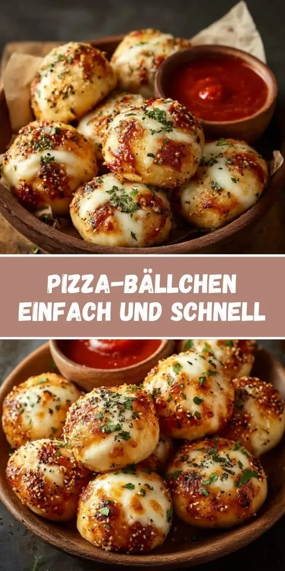 Leckere Pizza-Bällchen für Party Snacks nach einfachem Rezept.