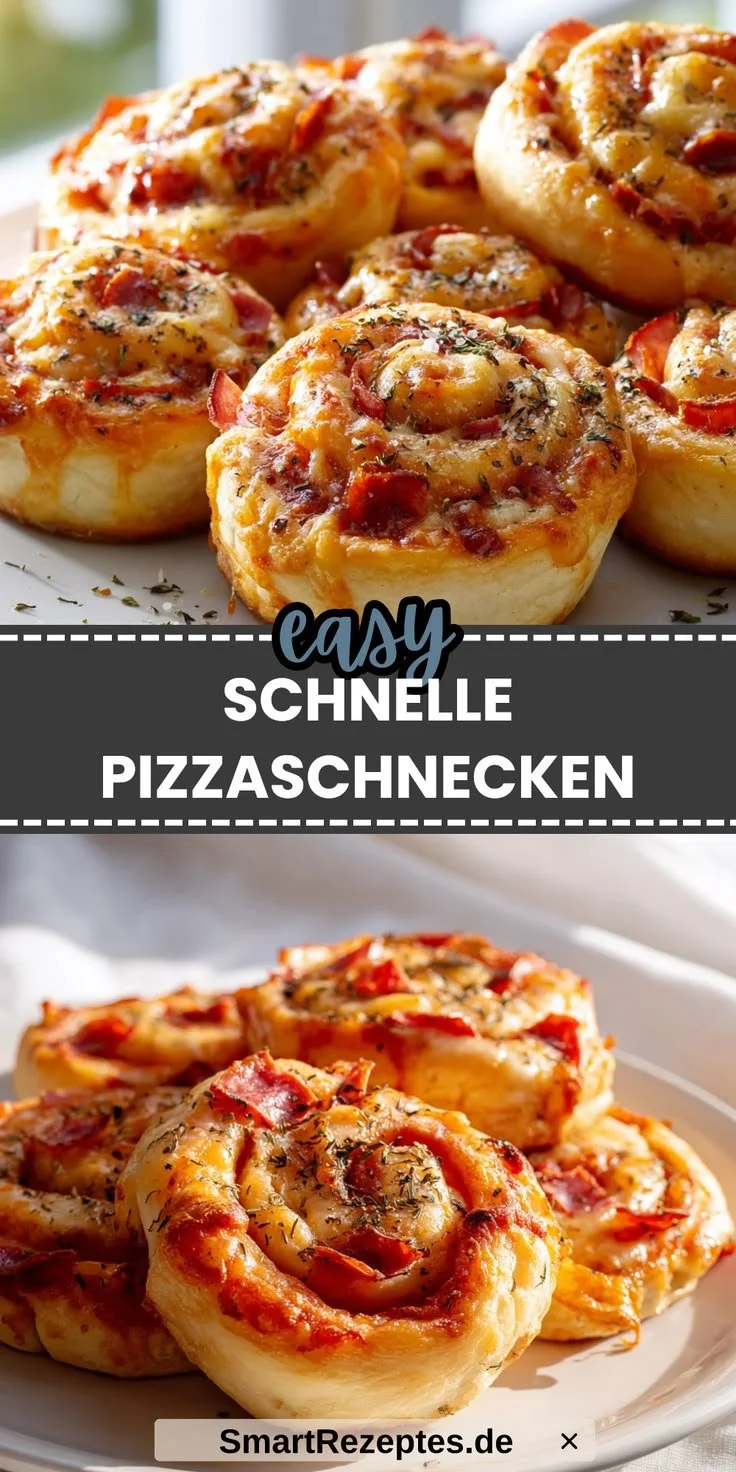 Leckere Pizzaschnecken, schnell gebacken für den perfekten Snack.