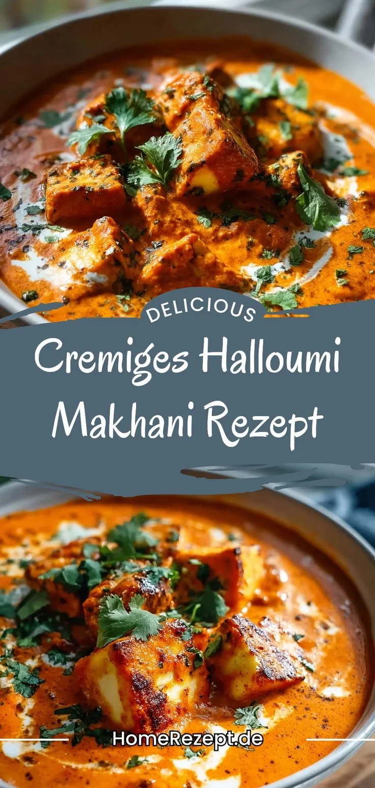 Cremiges Halloumi Makhani Gericht auf einem Teller serviert