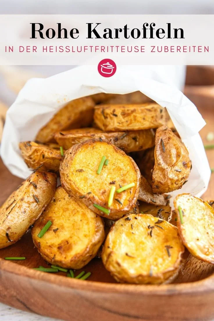 Rohe Kartoffeln in der Heißluftfritteuse zubereiten für gesunde Snacks
