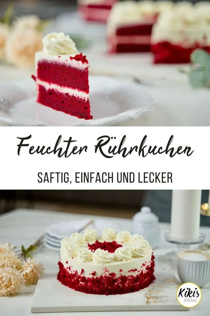 Saftiger Red Velvet Cake aus den USA, klassischer und feuchter Rührkuchen