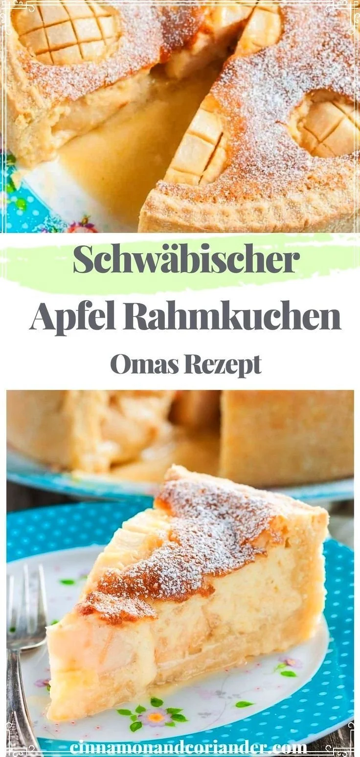 Schwäbischer Apfelkuchen mit Rahmguss, frisch aus dem Ofen.