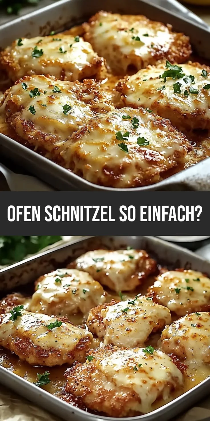 Leckere Überbackene Partyschnitzel frisch aus dem Ofen