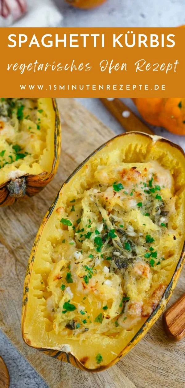 Vegetarisches Spaghetti Kürbis Rezept mit Käse überbacken