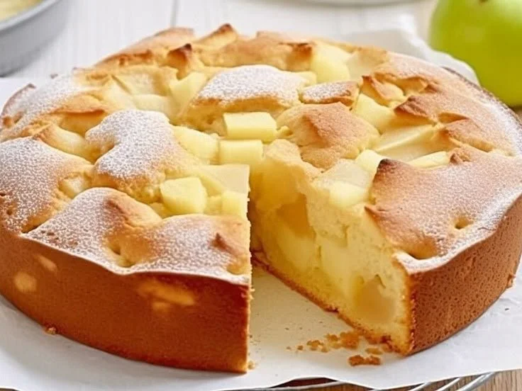 Supersaftiger Apfelkuchen nach Omas Rezept mit Äpfeln und Teig.