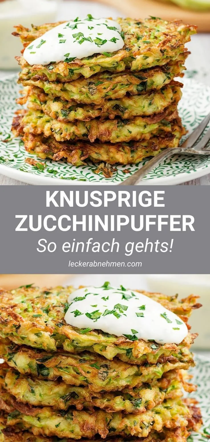 Leckere Zucchinipuffer auf einem Teller, ideal für vegetarische Mahlzeiten.