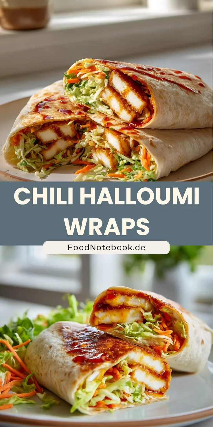Chili Halloumi Wraps mit frischen Zutaten auf einem Teller