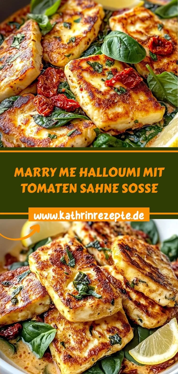 Marry Me Halloumi mit Tomaten-Sahne-Soße auf einem Teller