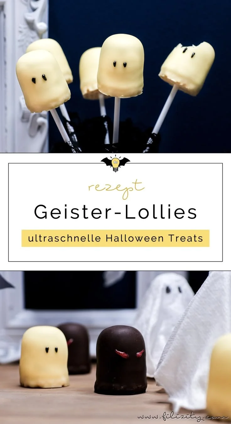 Süße Halloween Lollies mit Geistern und Schattenmonstern für Kindergeburtstag