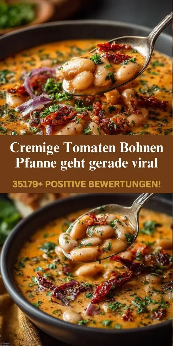 Cremige Tomaten Bohnen Pfanne, köstliches Rezept für vegane Gerichte.