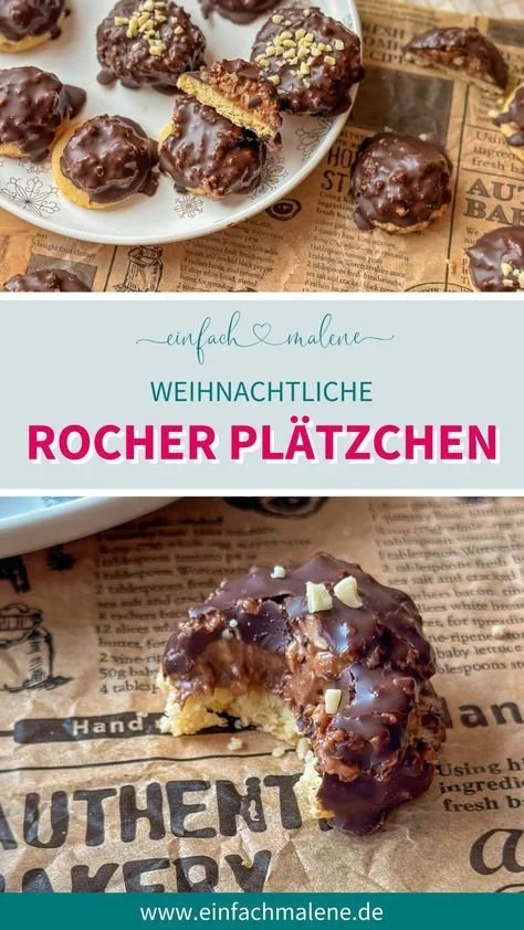 Rocher-Weihnachtsplätzchen mit knusprigem Keks und Nougat für die Weihnachtszeit.