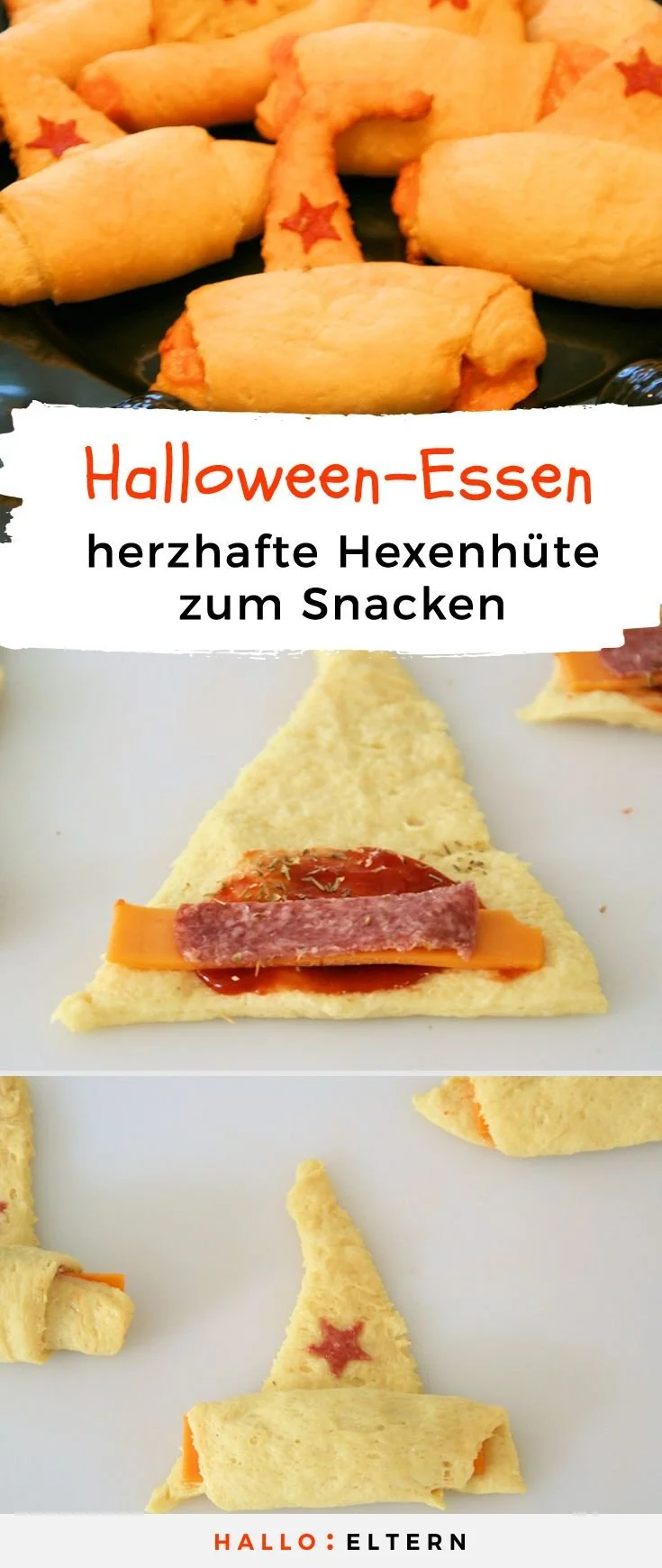 Schaurig-schöne Hexenhüte auf einem Tisch, ideal für Halloween-Rezept.