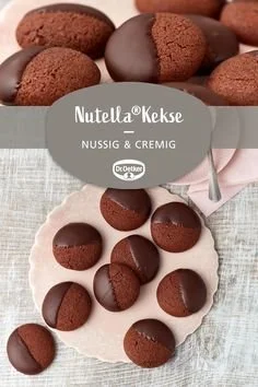 Köstliche Nutella Kekse mit Nuss-Nougat-Creme auf einem Teller