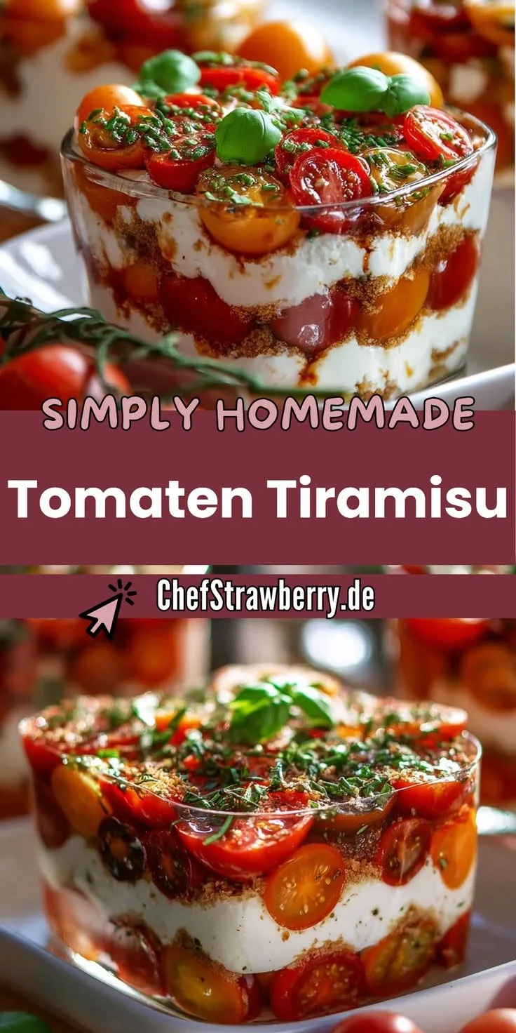 Einzigartiges Tomaten-Mozzarella-Tiramisu für heiße Sommertage.