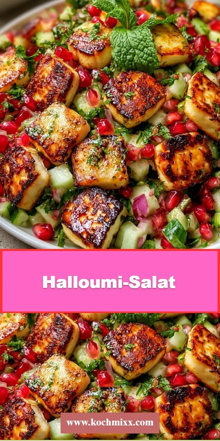 Erfrischender Halloumi Salat mit frischem Gemüse und Dressing