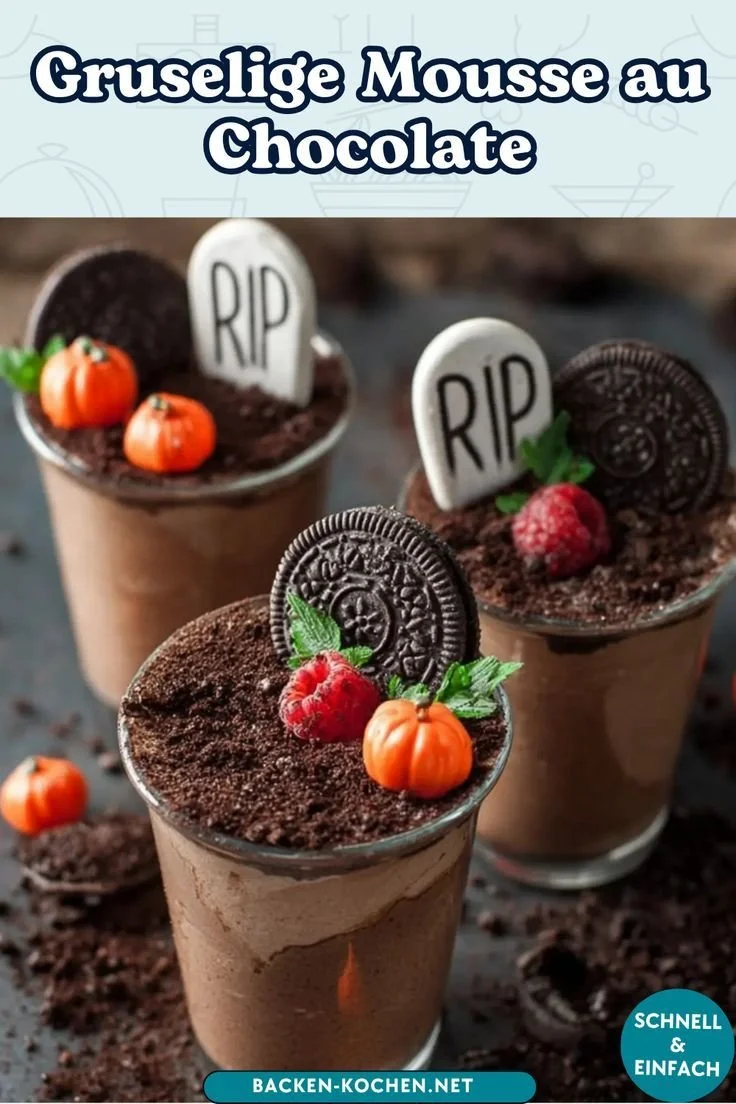 Gruselige Mousse au Chocolat im Glas für Halloween