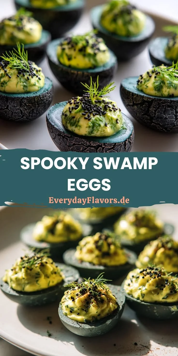 Halloween gefüllte Eier mit Sumpf-Charme als köstliche Party-Snacks