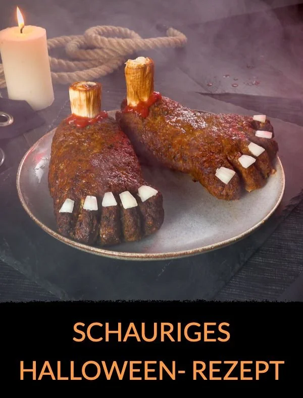 Hackfleisch Füße mit Käsefüllung für ein gruseliges Halloween-Gericht