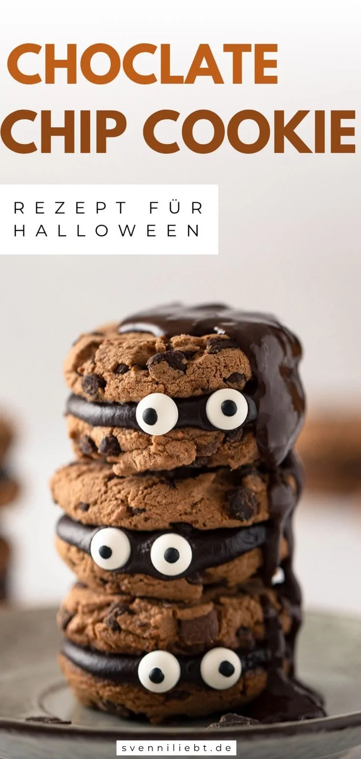 Gefüllte Chocolate Chip Cookies für Halloween ohne Ausstecher