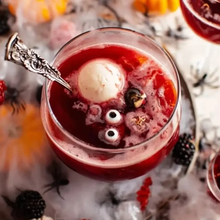 Halloweenbowle mit Eishand für eine festliche Halloween-Feier